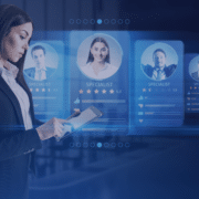 Human resource professional evaluating potential candidates on a digital interface, showcasing high ratings and qualifications for efficient screening, as discussed in Measured Ability's blog on optimizing hiring processes.