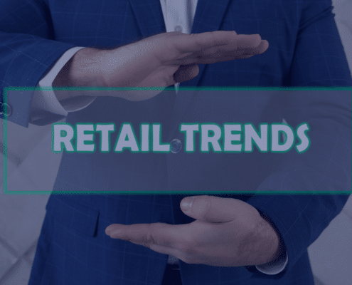 Man in a suit presenting 'RETAIL TRENDS' concept, signifying innovative retail staffing strategies for e-commerce and brick-and-mortar stores in South Africa