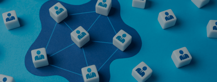 Abstract network of icons representing partnership models with recruitment agencies, highlighting different collaboration options.