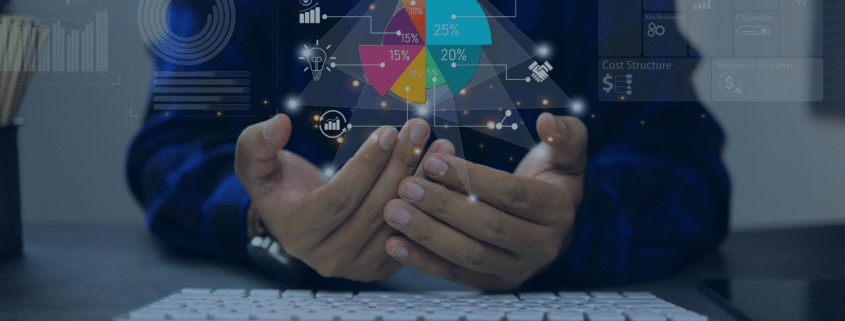 A business professional analyzing a cost structure chart on a digital interface, illustrating the cost-benefit analysis of outsourcing payroll services.