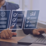 Business professional using a laptop with virtual checklists, symbolizing the role of payroll services in enhancing employee satisfaction through efficient task management.